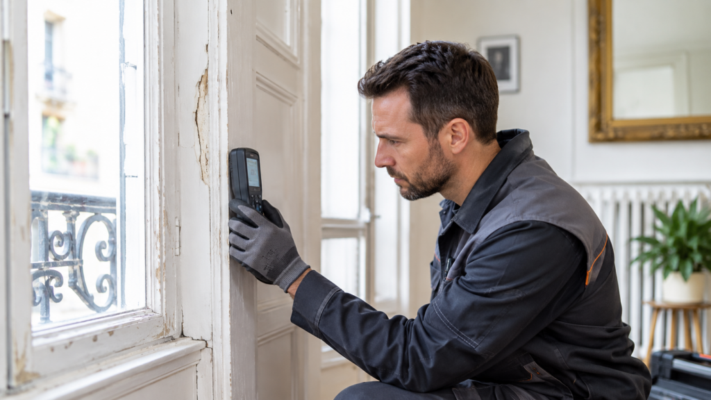 Diagnostic plomb – CREP Diagnostiqueur contrôlant la présence de plomb dans des peintures anciennes